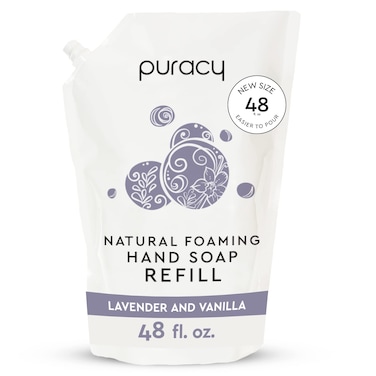 PuracyFoaming Hand Soap Refill  PlantPowered Natural Hand Soap As Seen on TikTok NonToxic SulfateFree Liquid Soap Moisturizing Foam Handwash Liquid Lavender  Vanilla 48 fl oz
