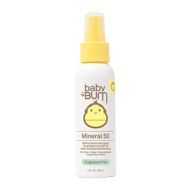 Sun Bum Baby Bum SPF 50 Sunscreen Spray  Mineral UVAUVB Face and Body Protection for Sensitive Skin  Fragrance Free  Travel Size  3 FL OZ