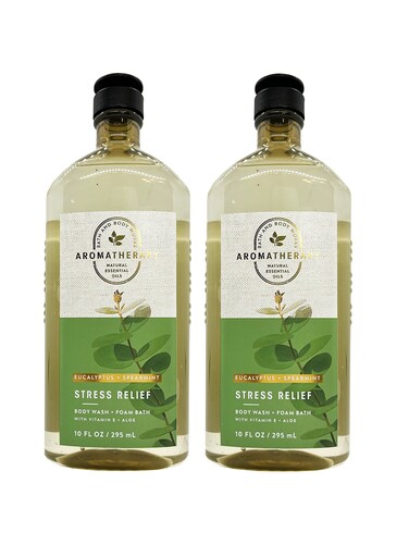 Bath and Body Works 2 Pack Aromatherapy Stress Relief Eucalyptus  Spearmint Shower Gel 10 Oz
