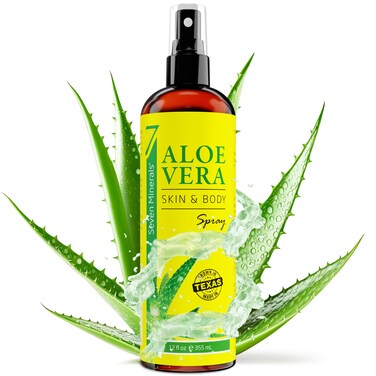 Seven Minerals Organic Aloe Vera Spray for Body  Hair  From Freshly Cut Aloe Plant Extra Strong Easy to Apply No Thickeners So It Absorbs Rapidly No Sticky Residue  Made in USA Big 12 fl oz