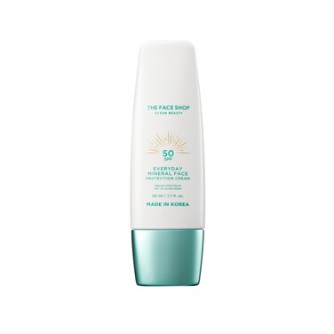 The Face ShopEveryday Mineral Sunscreen SPF 50 Korean Sunscreen for Face with Zinc Oxide Panthenol  Niacinamide For Sensitive Skin No White Cast Water Resistant Reef Friendly FragranceFree