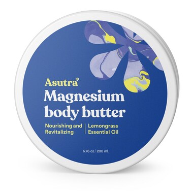 ASUTRA Magnesium Body Butter Lotion 676 oz Soothing Shea Butter  Almond Oil Moisturizer PremiumQuality Magnesium Oil Lemongrass Essential Oil