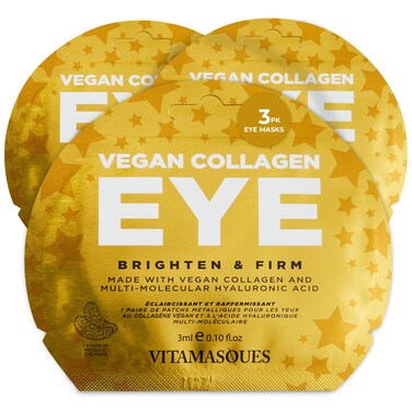 Vitamasques Under Eye Patches 3Pack  Firming  Brightening  Anti Aging Collagen Skin Care Reduce Fine Lines Puffiness Wrinkles  Dark Circles  Hyaluronic Acid  Vegan  CrueltyFree