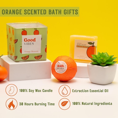 Self Care Package for Women Thinking of You Self Care Kit Orange Fruit Themed Birthday Box for Woman Get Well Soon Gift Basket for Women After Surgery Spa Gifts for Women
