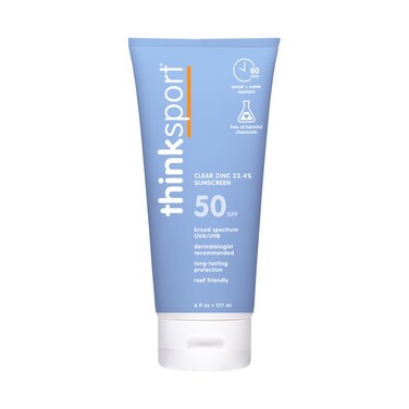 Thinksport Mineral Sunscreen SPF 50 Clear Zinc Oxide Sunscreen 6 Fl Oz Water Resistant Reef Safe Sunscreen Broad Spectrum UVAUVB Sun Screen