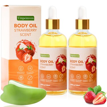 2 Pack 338 floz Strawberry Body Oil after Shower Vitamin C  E Gua Sha Body Oils Scented Body Oil for Women Moisturizing Body Oil Juice for Dry Skin