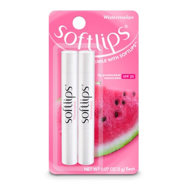 Softlips Watermelon Lip Balm 2Pack with SPF 20  Juicy Hydration for Smooth Protected Lips