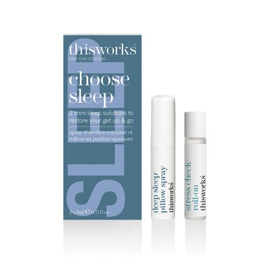 thisworks Choose Sleep Travel Kit The Deep Sleep Pillow Mini Spray and Aromatherapeutic Roller Ball Infused with Eucalyptus Frankincense  Lavender Essential Oils 2x5ml