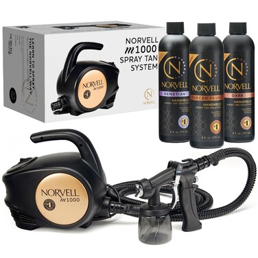 Norvell Sunless Kit  M1000 Mobile HVLP Spray Tan Airbrush Machine  8 oz Tanning Solutions in Tuscan Plus Venetian and Dark  Norvell Training Program