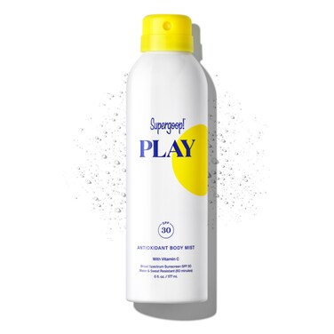Supergoop PLAY SPF 30 Antioxidant Body Mist w Vitamin C 6 fl oz  Broad Spectrum Sunscreen Spray for Sensitive Skin  Clean Ingredients  Great for Active Days
