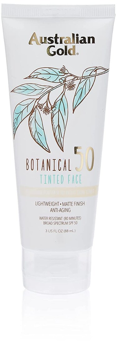 Australian Gold Botanical Sunscreen Tinted Face Mineral Lotion SPF 50 3 Ounce  Broad Spectrum  Water Resistant