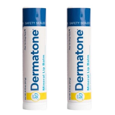 Dermatone Mineral Lip Balm SPF 30  Moisturizing Reef Safe Oxybenzone Free  Broad Spectrum Sunburn Protection  Zinc Oxide Lip Sunscreen  Lip Balm with Sunscreen SPF 30  015 oz 2Pack