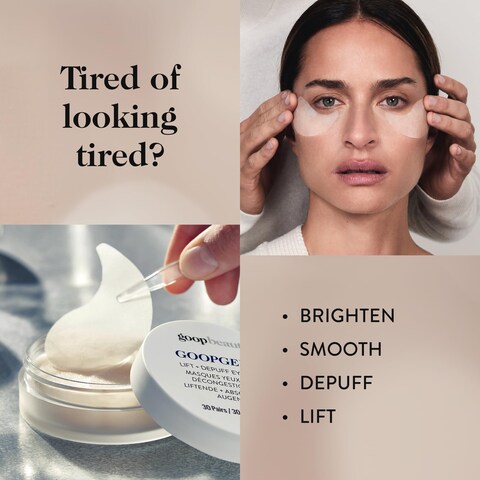 goop Beauty Eye Masks for Puffy Eyes  Under Eye Patches for Dark Circles  VEOCEL Lyocell Masks in Niacinamid Serum  Improves Crows Feet Fine Lines  Wrinkles  Paraben  Silicone Free  30Pack