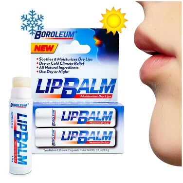 Natural Lip Balm by Boroleum  Best Chapped Lip Moisturizer for Dry Cracked Lips  All Natural Ingredients for Men Women and Kids  425 gr Tubes 2 Lip Balms Per Pack