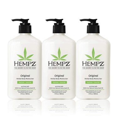 Hempz Original Natural Hemp Seed Oil Body Moisturizer with Shea Butter and Ginseng 17 Fl Oz 3 Pack Bundle  Pure Herbal Skin Lotion for Dryness  Nourishing Vegan Body Cream in Floral and Banana