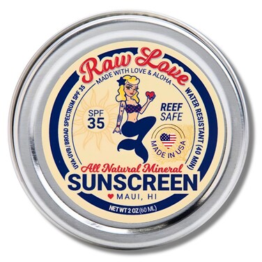 Raw Love Reef Safe Sunscreen SPF 35  Mexico  Hawaii Approved Biodegradable Sunscreen  Travel Size Water Resistant Natural Organic Ingredients  Broad Spectrum Zinc Oxide Mineral Sunscreen  2 Oz