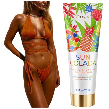 Onyx Suncolada Triple Bronzing Pineapple Tanning Bed Lotion  Indoor  Outdoor Bronzing with Natural Fruit Extracts Hydrating Moisturizing AntiAging Indoor Tanning Lotion with Bronzer  85 fl oz