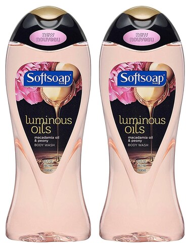 SoftsoapBody Wash  Luminous Oils  Macadamia Oil  Peony  Net Wt 15 FL OZ 443 mL Per Bottle  Pack of 2