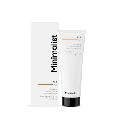 Minimalist Sunscreen SPF 50 Lightweight with MultiVitamins  No White Cast  Broad Spectrum PA   For Women  Men  50g