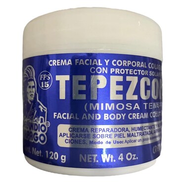 Del Indio Papago TEPEZCOHUITE 120g SKIN CREAM COLLAGEN  VITAMIN E SUNSCREEN SPF15 White