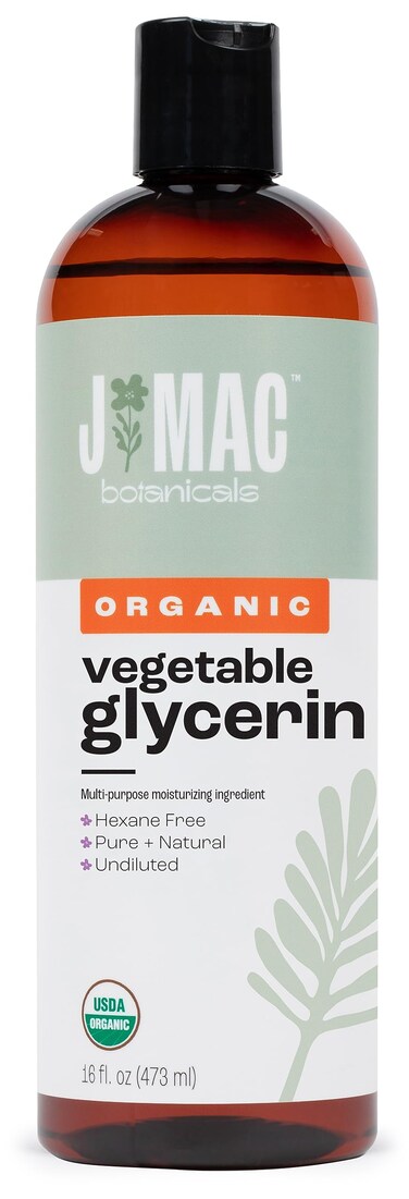 J MAC BOTANICALSOrganic Vegetable Glycerin Oil 16oz Bottle Moisturizing and Softening 100 Pure Natural Liquid Organic Glycerine for Crafts Skin face Hair