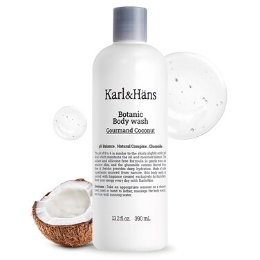 KarlHans Botanic Gourmand Coconut Vegan Body Wash  Organic Natural Shower Gel for Moisturizing and Gentle Cleansing  Sulfate and Silicone Free  132 fl oz