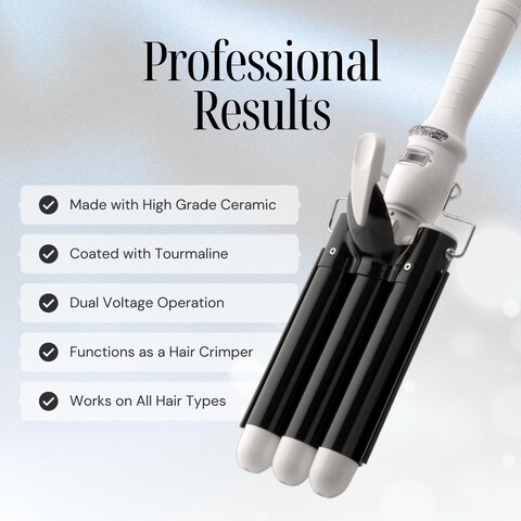 Alure Three Barrel Curling Iron Wand Hair Waver with LCD Temperature Display  1 Inch Ceramic Tourmaline Triple Barrels Dual Voltage Crimp