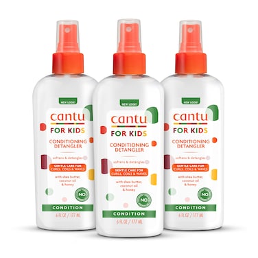Cantu Care for Kids Paraben  SulfateFree Conditioning Detangler with Shea Butter 6 fl oz Pack of 3 Packaging May Vary