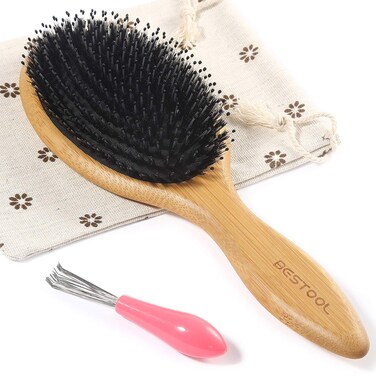 BESTOOL Hair Brush Boar  Nylon Bristle Brush for Women men Kid Oval Brush for WetDry Hair Smoothing Massaging Detangling Enhance Shine  Health