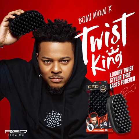 RED by Kiss Bow Wow X Twist King Premium Luxury Twist Styler Brush Durable Washable Afro Curl Sponge Racket for Barbers and Daily Use Ideal for Curly Coiled 4C Hair
