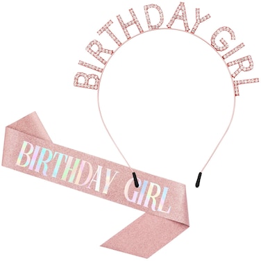 Birthday Crowns for Women RoseGold Birthday Girl Sash  Birthday Tiara for Women Set Princess Rhinestone Birthday Girl Headband Birthday Gifts for Women Sweet Happy Birthday Accessories