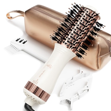 Travel Blow Dryer Brush in one Dual Voltage Mini Hot Air Brush Hair Trends Nano Titanium 2 Inch One Step Hair Dryer and Styler Volumizer Oval Shape