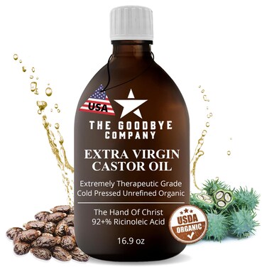 The Goodbye Company Extra Virgin Castor Oil  169oz  100 Pure Castor Oil Cold Pressed Unrefined HexaneFree  For Healthy Natural Skin Hair Growth and Eyelashes 500ml