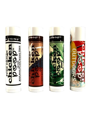 Chicken Poop Lip Balm Simone Chickenbone 100 Natural Moisturizer for Dry Chapped Lips Combo Original Mint Outdoors with SPF 30 Coconut 4 Pack