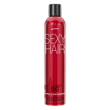 SexyHair Big Spray  Play Harder Firm Volumizing Hairspray Travel Size 15 Oz  All Day Hold and Shine  Up to 72 Hour Humidity Resistance