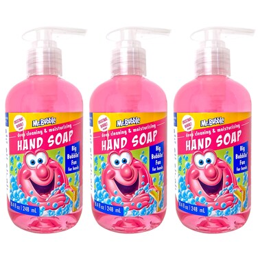 Mr BubbleKids Moisturizing Hand Soap Gentle Sensitive Skin Formula Enriched with Nourishing Aloe Vera  Original Bubble Scent Pack of 3 Bottles 84 Fl Oz Each
