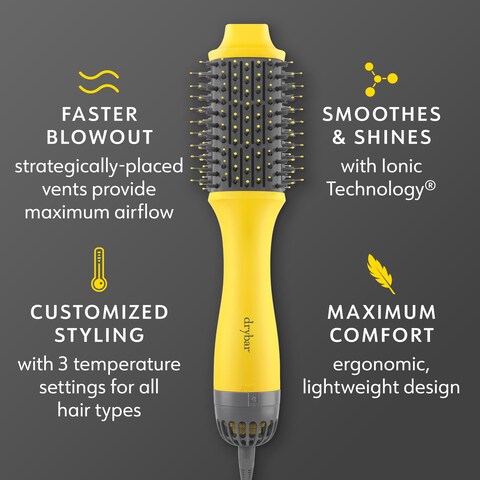 Drybar The Double Shot Oval Blow Dryer Brush  Brush and Blow Dryer in One Lightweight Blowout Brush for Long Hair and Volume with 3 Temps for Customized Hair Styling