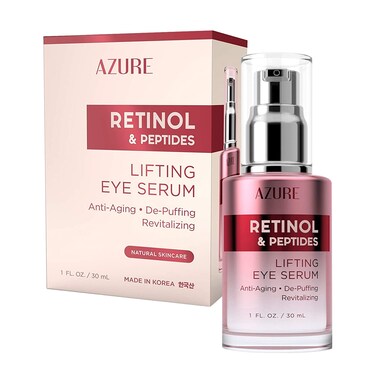 AZURE Retinol  Peptides Lifting Eye Serum  Anti Aging DePuffing  Revitalizing  Reduces Wrinkles Fine Lines  Dark Under Eye Bags  Calms  Soothes  Made in Korea  30mL  1 floz