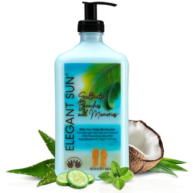 Saltwater Beaches Tan Extender After Sun Lotion Tanning Bed Lotion Aloe Vera Base Moisturizer Hypoallergenic Sensitive Skin Lotion for Men or Women Unisex Fresh Scent Elegant Sun