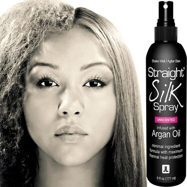 Straight Silk Spray with Moroccan Argan Oil  Hair Straightening Protector  Detangler  AlcoholFree  Heat Protectant up to 450F  FlatIron  BlowDry  Unscented  Hair Spray  MADE IN USA 6oz