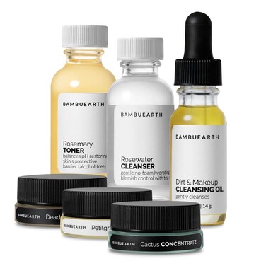 Bambu Earth Natural Skincare Starter Kit 6 pieces  Organic Ingredients  Includes Dead Sea Mud Mask Facial Cleansing Oil Toner Rosewater Cleanser Moisturizers for Healthy Glowing Skin