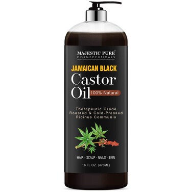 MAJESTIC PUREJamaican Black Castor Oil for Hair Growth  Natural Skin Care  Roasted  ColdPressed  Massage Scalp Hair and Nails  16 fl oz