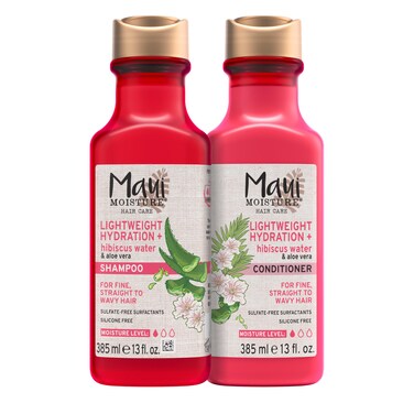 Maui Moisture Lightweight Hydration  Hibiscus Shampoo  Conditioner for Daily Moisture No Sulfates 13 Fl Oz