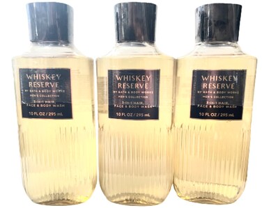 Bath and Body Works Whiskey Reserve Mens Collection 3 In 1 Hair Face and Body Wash Lot of 3 Shampoo Cleanser 10 Ounce Bottles