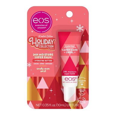 eosHoliday Lip Butter Gift Candy Cane Swirl Super Balm 24H Moisture Stocking Stuffers 035 fl oz