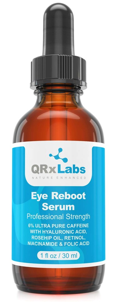 Eye Reboot Serum with 6 Caffeine Hyaluronic Acid Rosehip Oil Retinol Niacinamide  Folic Acid  Reduces Puffiness Dark Circles Crow Feet Wrinkles and Fine Lines Around The Eyes  1 oz  30 ml