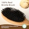 BLACK EGG Boar Bristle Hair Brush for Women Men Kid Soft Natural Bristles Brush for Thin and Fine Hair Restore Shine and Texture Set includes Bamboo comb and 3 hair ties