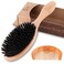 BLACK EGG Boar Bristle Hair Brush for Women Men Kid Soft Natural Bristles Brush for Thin and Fine Hair Restore Shine and Texture Set includes Bamboo comb and 3 hair ties