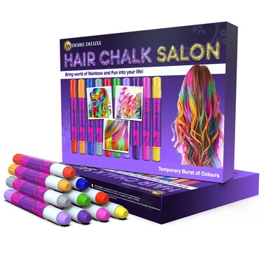 Desire Deluxe Hair Chalk for Girls Makeup Kit of 10 Temporary Colour Pens Gifts Great Toy for Kids Age 5 6 7 8 9 10 11 12 13 Years Old BlueGreenGreyPinkPurple