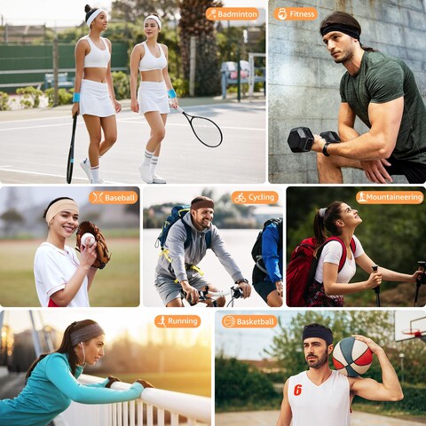 DiyJibbHeadbands for Women Non Slip  7PCS Fashion Sports Hair Bands for Womens Hair Soft Cotton Cloth Stretchy Headbands for Women for Workout Yoga Running